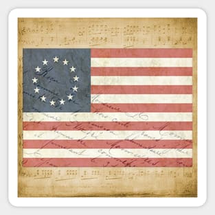 Betsy Ross 1776 American Revolutionary distressed Flag graphic design Sticker